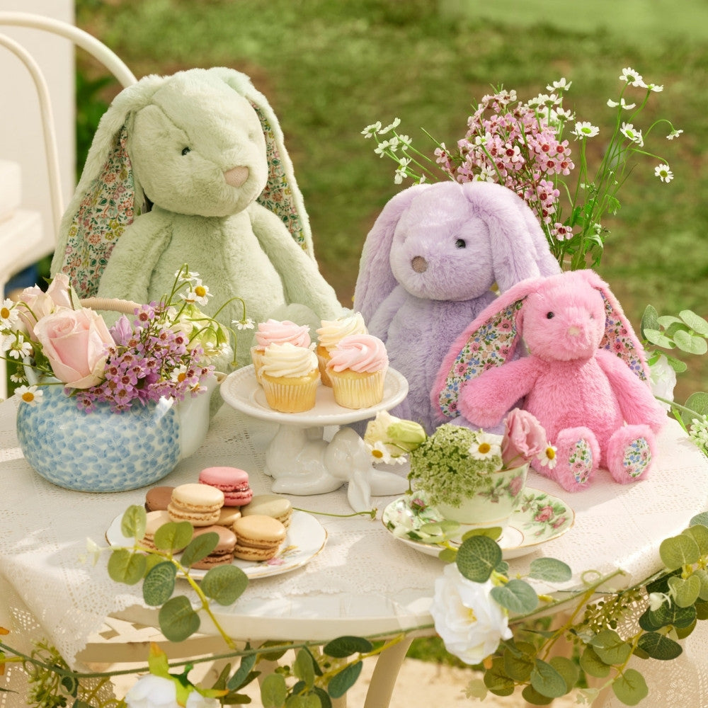 JIGGLE AND GIGGLE MEDIUM SOFT TOY BUNNY | FLORAL MINT
