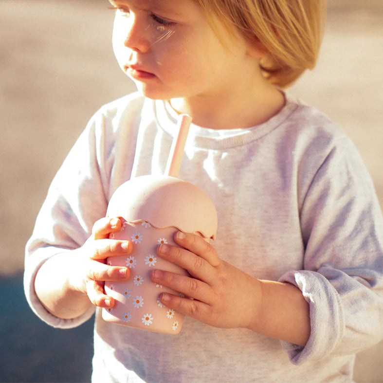 CHINO CLUB MINI SMOOTHIE CUP WITH STRAW | PINK DAISY