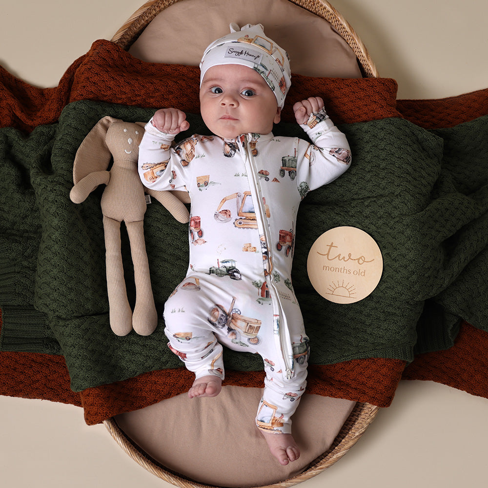 Snuggle Hunny Snugglesuit Convertible Romper - Diggers and Tractors