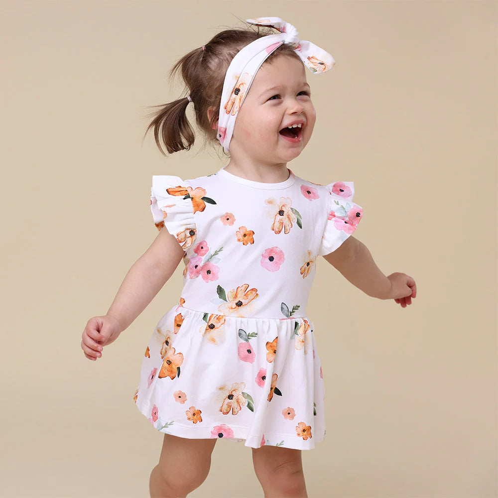 Snuggle Hunny Organic Cotton Short Sleeve Dress - Poppy