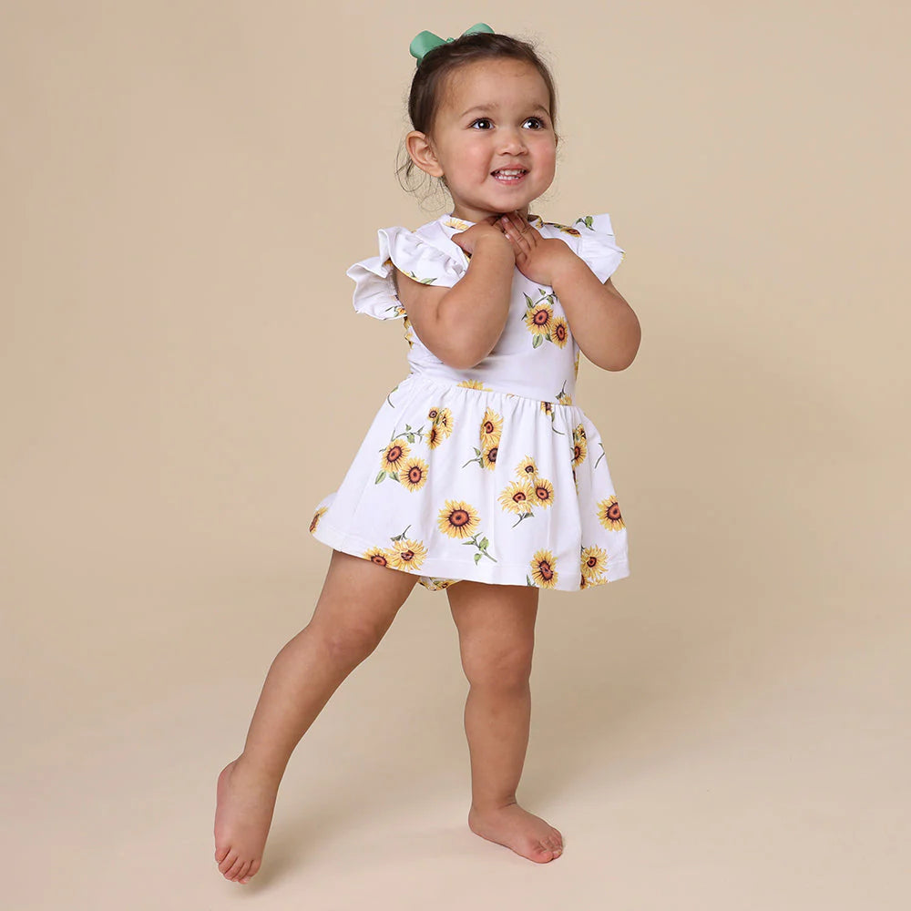 Snuggle Hunny Organic Cotton Short Sleeve Dress - Sunflower