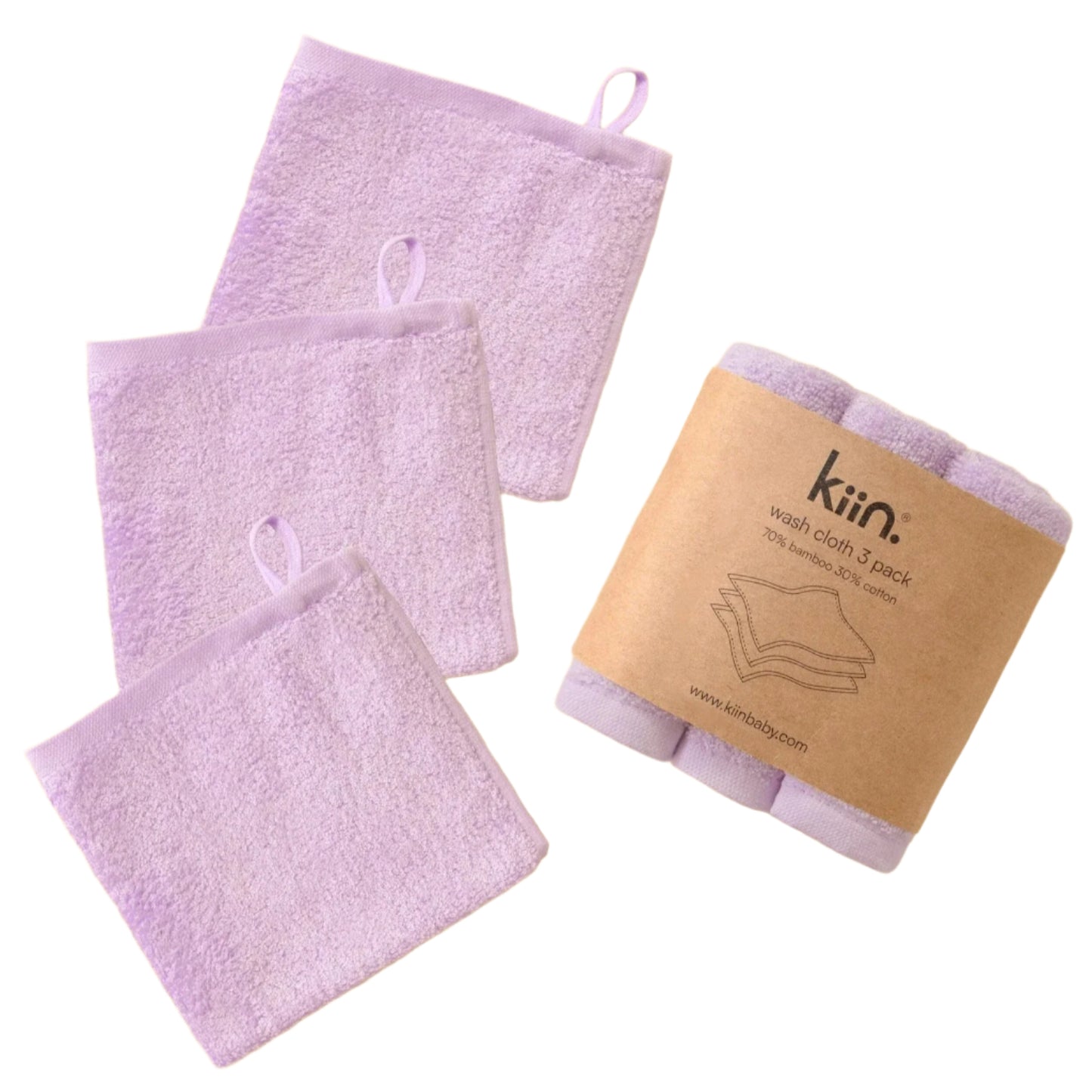 Kiin Wash Cloth 3 Pack - Lilac