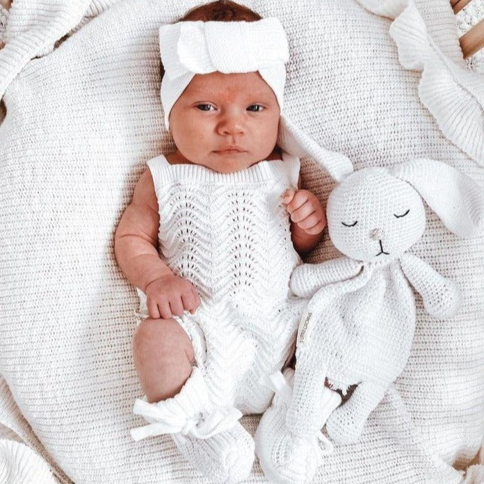 3 Little Crowns Textured Knit Booties - Ivory - Angus & Dudley Collections