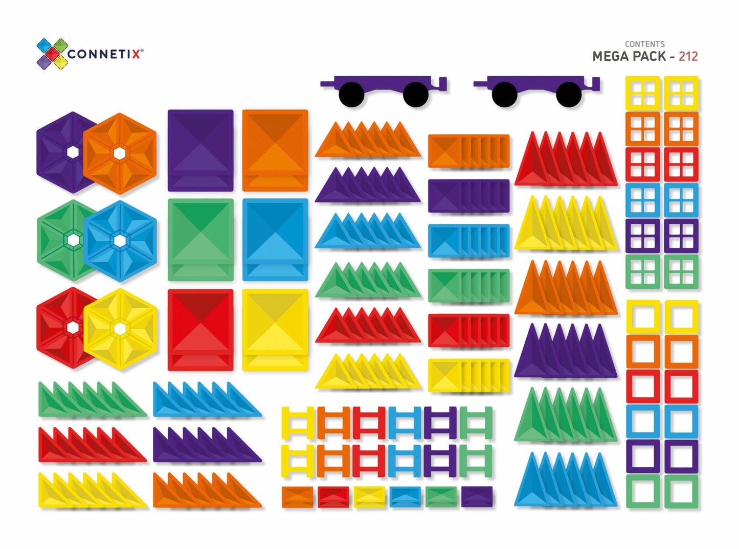 Connetix Tiles - 212 Piece Rainbow Mega Pack