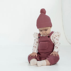 Aster and Oak Knit Overalls - Berry