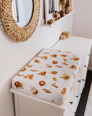 Snuggle Hunny Fitted Bassinet & Change Pad Cover - Lion