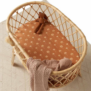 Snuggle Hunny Fitted Bassinet & Change Pad Cover - Bronze Palm