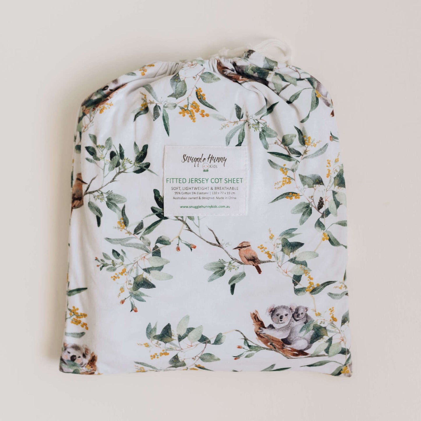 Snuggle Hunny Fitted Cot Sheet - Eucalypt - Angus & Dudley Collections