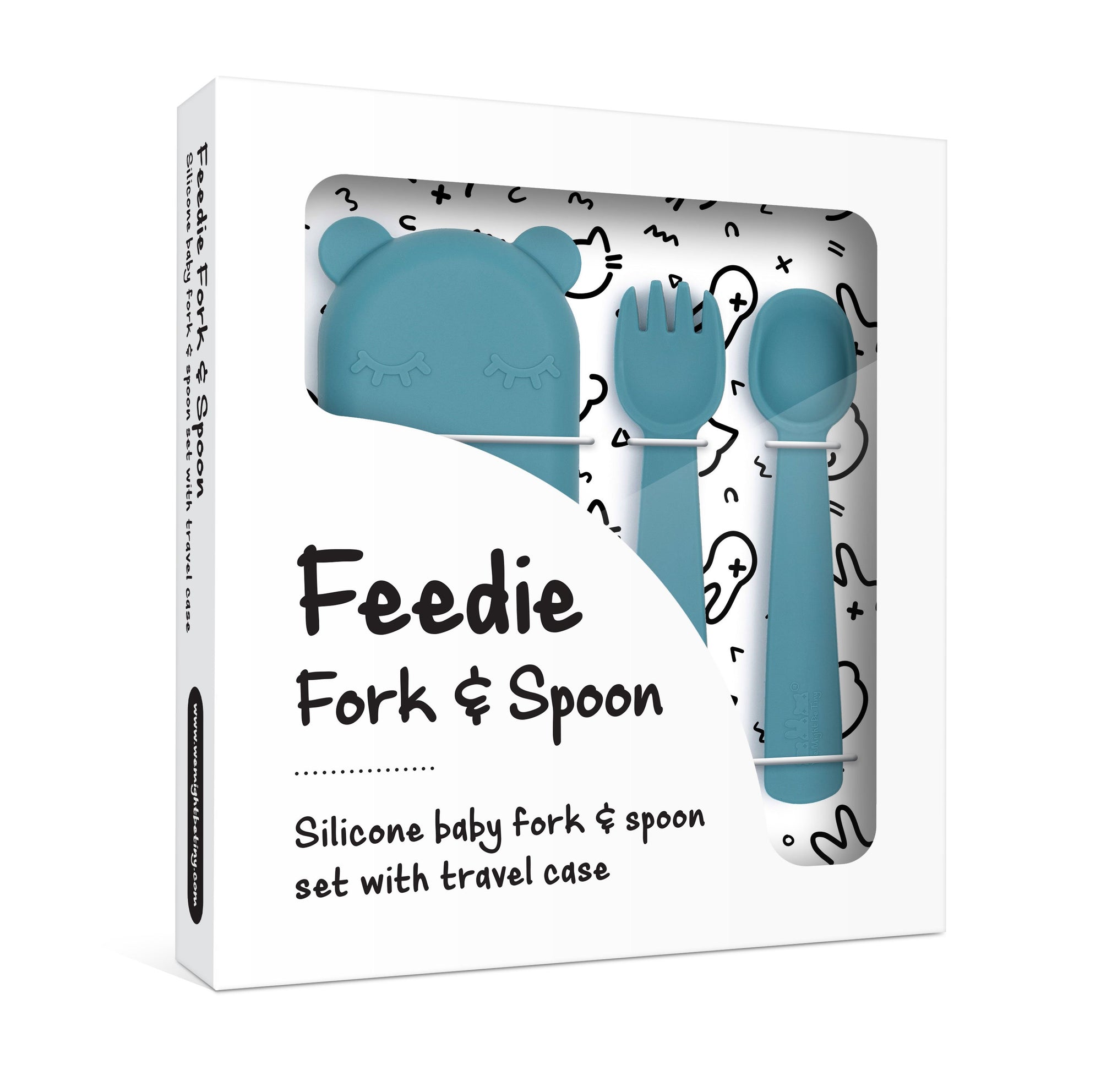 We Might Be Tiny Feedie Fork & Spoon Set - Blue Dusk -  Angus & Dudley