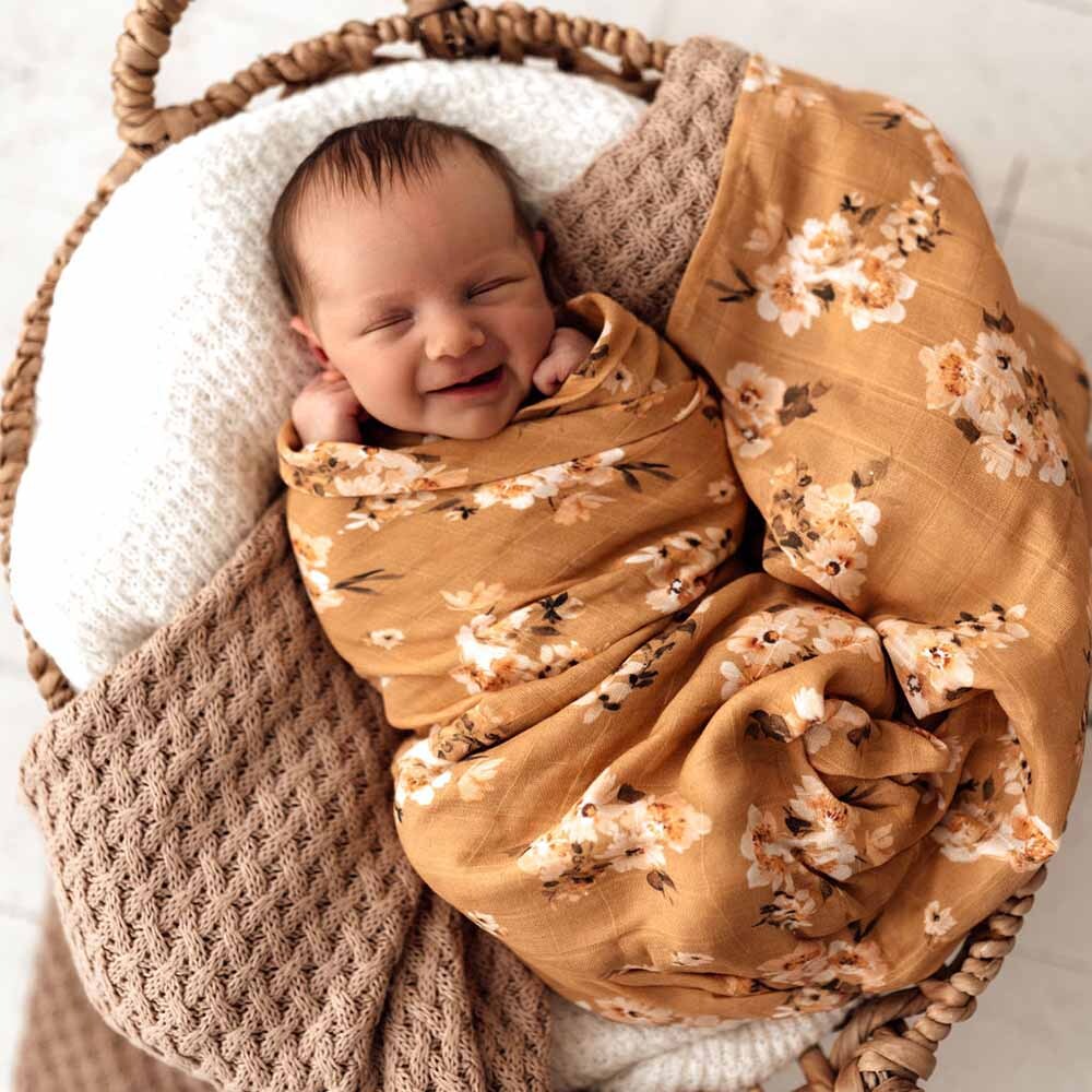 snuggle hunny golden flower girls muslin wrap - angus and dudley