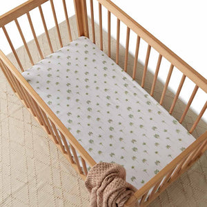 Snuggle Hunny Fitted Cot Sheet - Green Palm