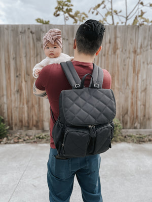 Oioi Nylon Nappy Backpack - Black Quilt