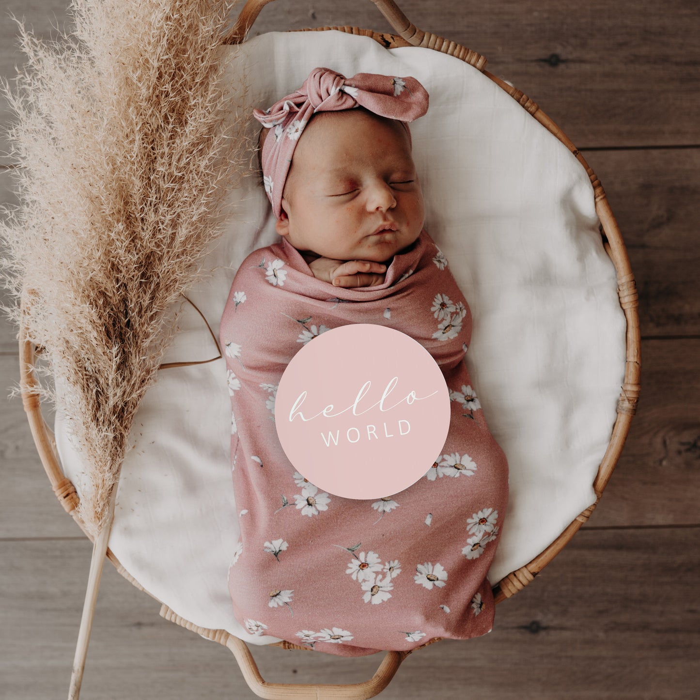 Snuggle Hunny Jersey Wrap and Headband Set - Daisy