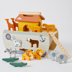Noah's ark wooden shape sorter play set - angus and dudley