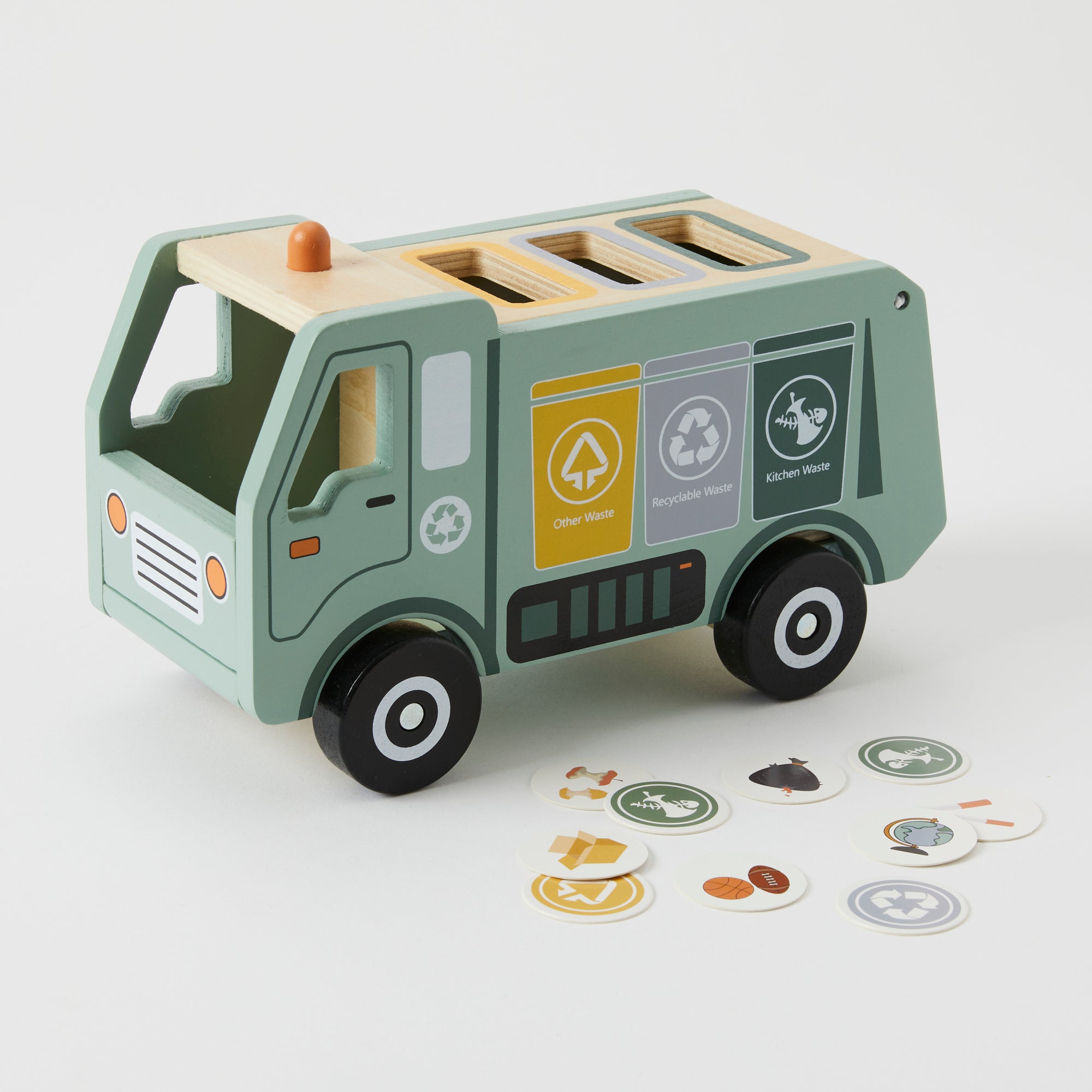 wooden garbage sorting truck - angus and dudley