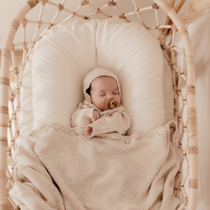 Ziggy Lou Baby cotton heirloom blanket -Oatmeal Fleck