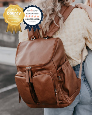 Oioi Vegan Leather Nappy Backpack - Tan