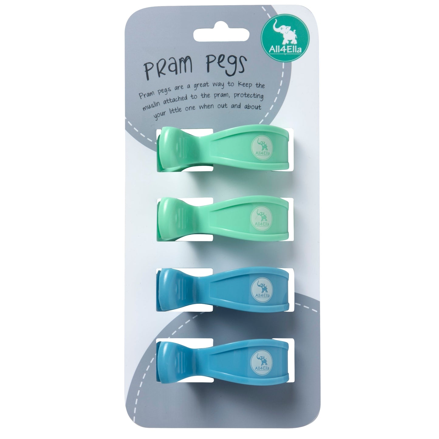 All4 Ella pram pegs - Angus and Dudley