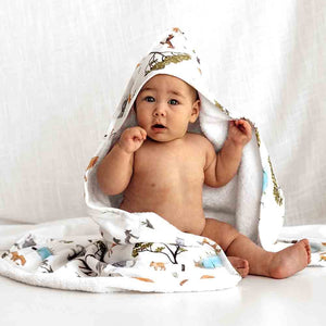 Snuggle Hunny Hooded Organic Cotton Towel - Safari