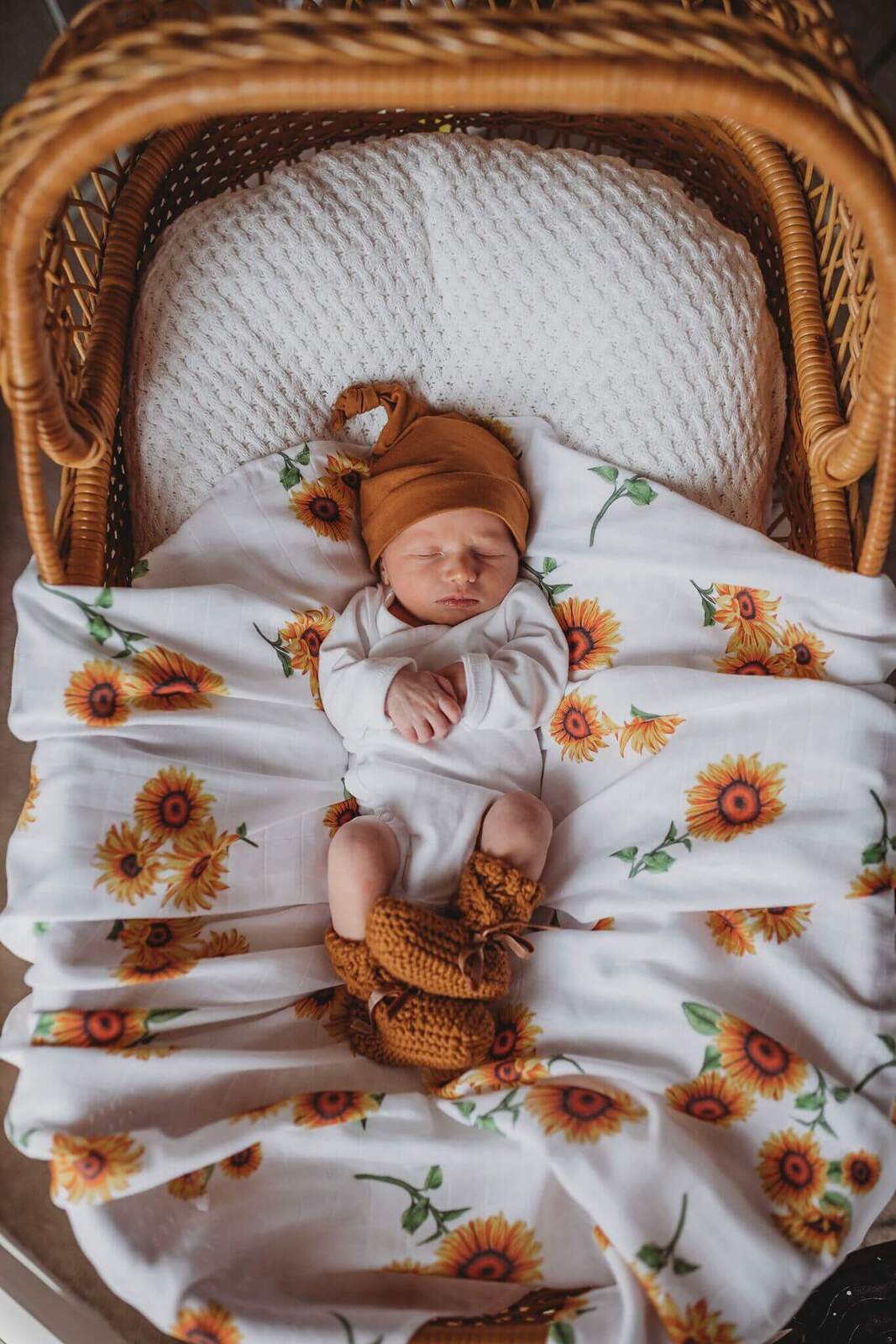 Snuggle Organic Cotton Muslin Wrap - Sunflower - Angus & Dudley Collections
