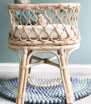 Tiny Harlow Doll's Rattan Bassinet - Angus & Dudley Collections