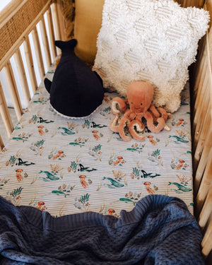 Snuggle Hunny Fitted Cot Sheet - Whale