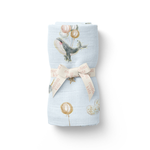 Confetti Kidz Organic Bamboo Cotton Muslin Swaddle - Whimsical Whales