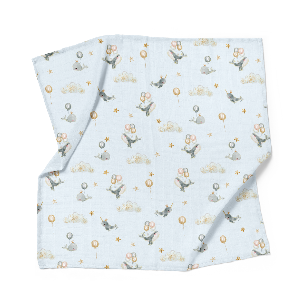 Confetti Kidz Organic Bamboo Cotton Muslin Swaddle - Whimsical Whales