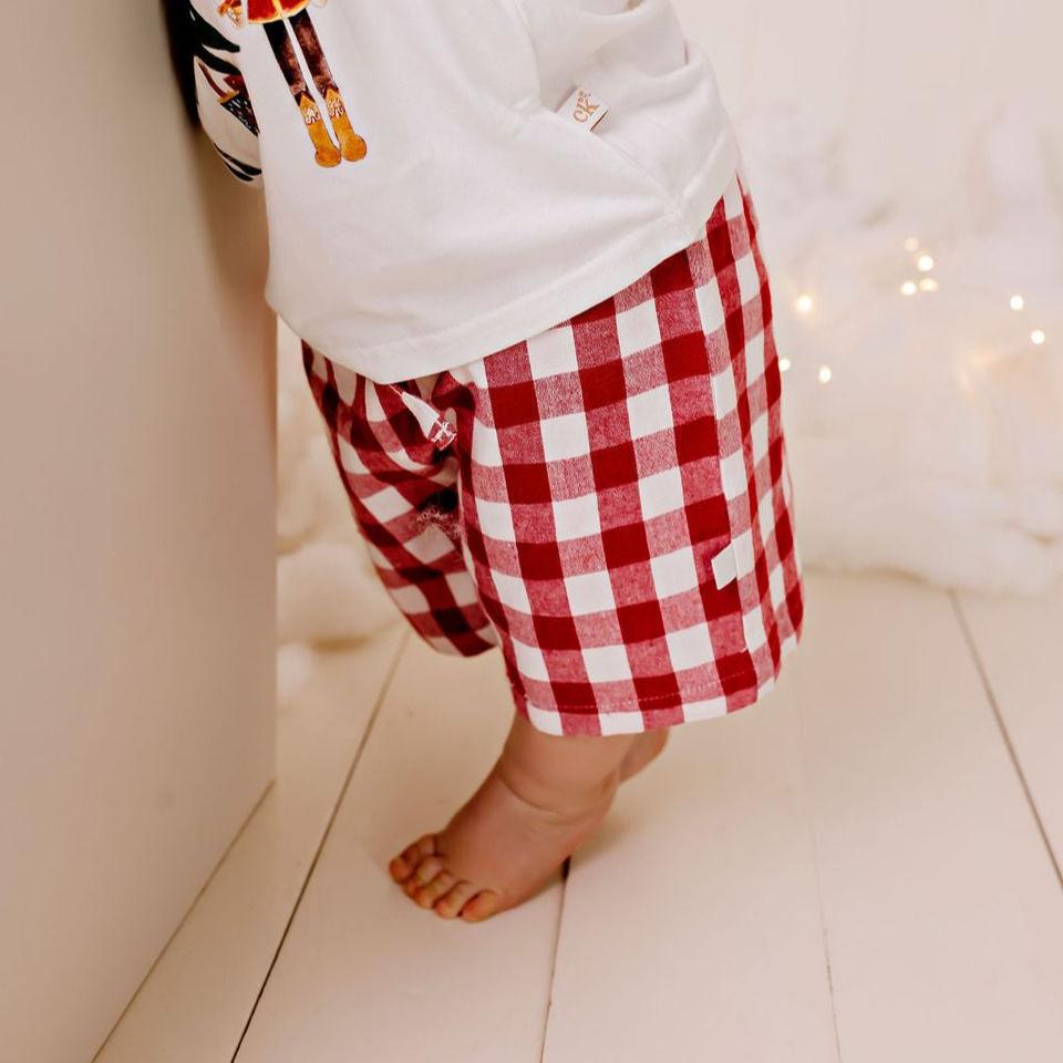 Confetti Kidz Linen Pocket Shorts - Red Gingham