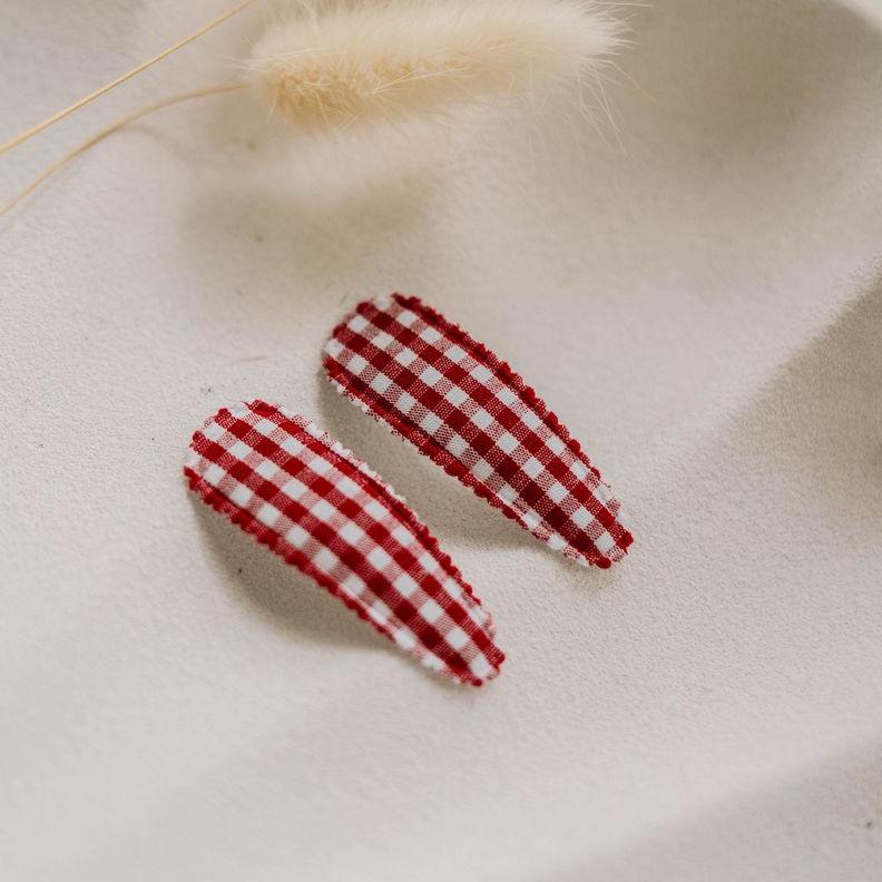 Confetti Kidz Gingham Hair Clips - Red