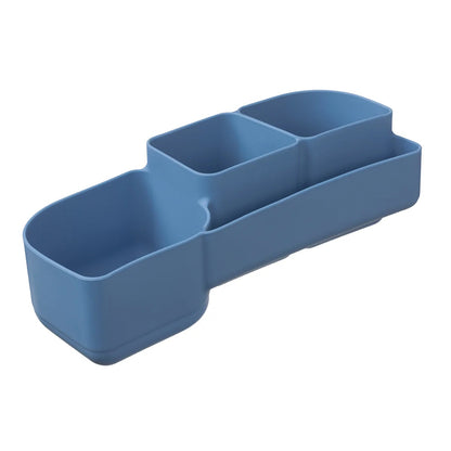 Blue plastic organizer tray on a white background