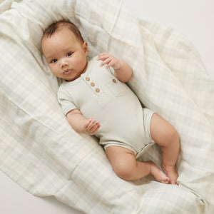 Aster and Oak Muslin Swaddle - Sage Gingham
