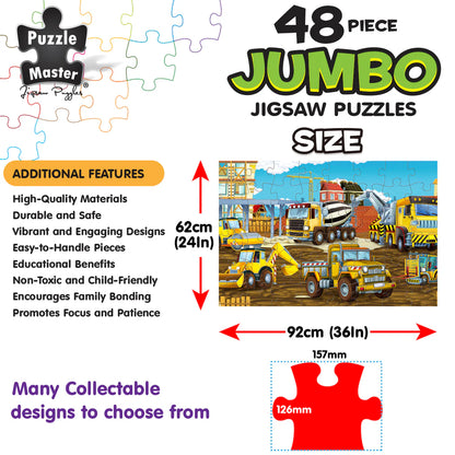 PUZZLE MASTER 48 PIECE JUMBO FLOOR PUZZLE | CONSTRUCTION SITE