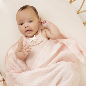 Aster and Oak Muslin Swaddle - Pink Gingham