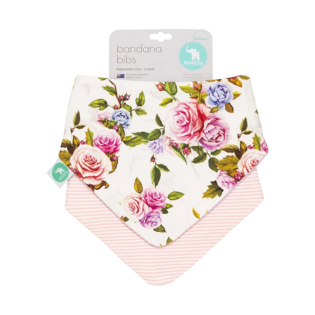 Dribble Bandana Bib 2 Pack - Rose