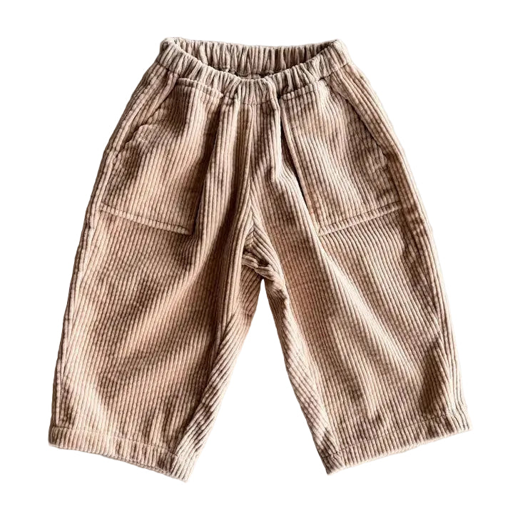 Brown checkered pants on a light gray background