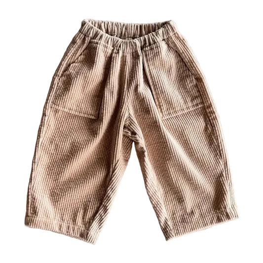 Brown checkered pants on a light gray background