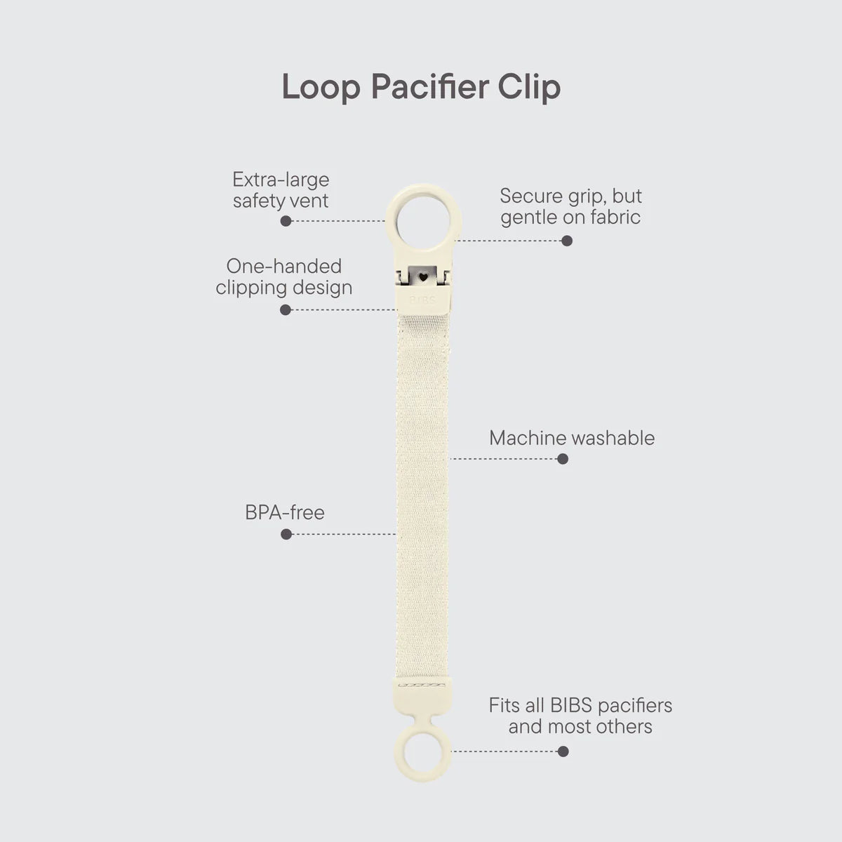 Bibs Dummy Clip Loop - Ivory