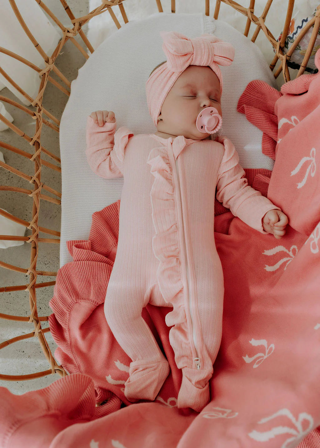 CONFETTI KIDZ KNIT REVERSIBLE KNIT BLANKET | PINK BOWS
