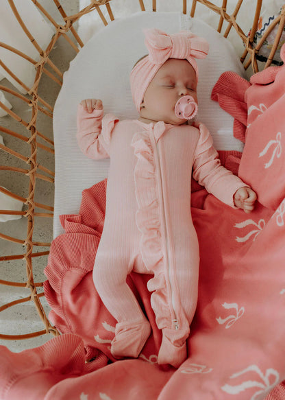 CONFETTI KIDZ KNIT REVERSIBLE KNIT BLANKET | PINK BOWS