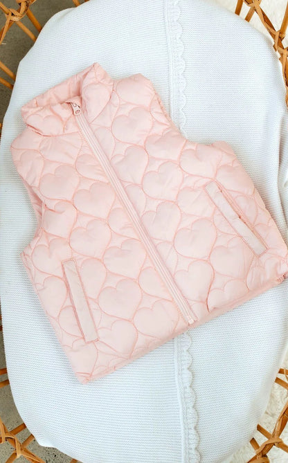 CONFETTI KIDZ QUILTED PUFFER VEST | PINK HEARTS