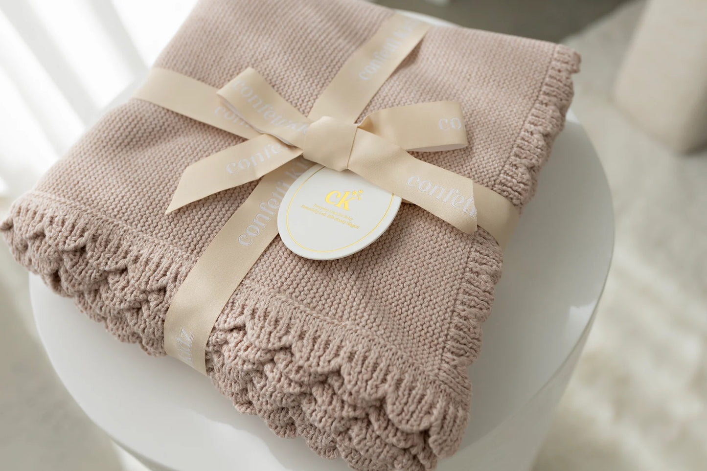 CONFETTI KIDZ HERITAGE KNIT BLANKET | BISCOTTI