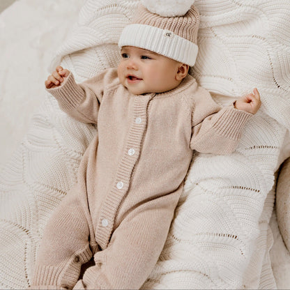 CONFETTI KIDZ CLASSIC KNIT ROMPER | BISCOTTI