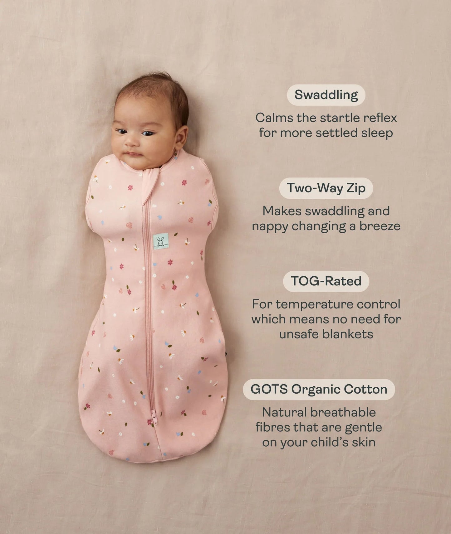 ERGO POUCH COCOON SWADDLE SLEEPING BAG 0.2TOG | DAISIES