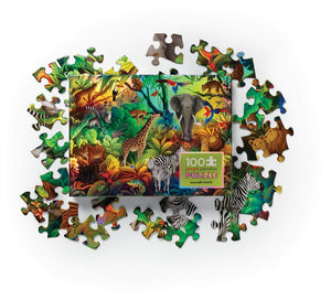 Crocodile Creek Holographic Puzzle 100 Piece - Jungle Paradise