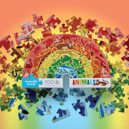 CROCODILE CREEK RAINBOW PUZZLE 100 PIECE | ANIMALS - Angus & Dudley Collections