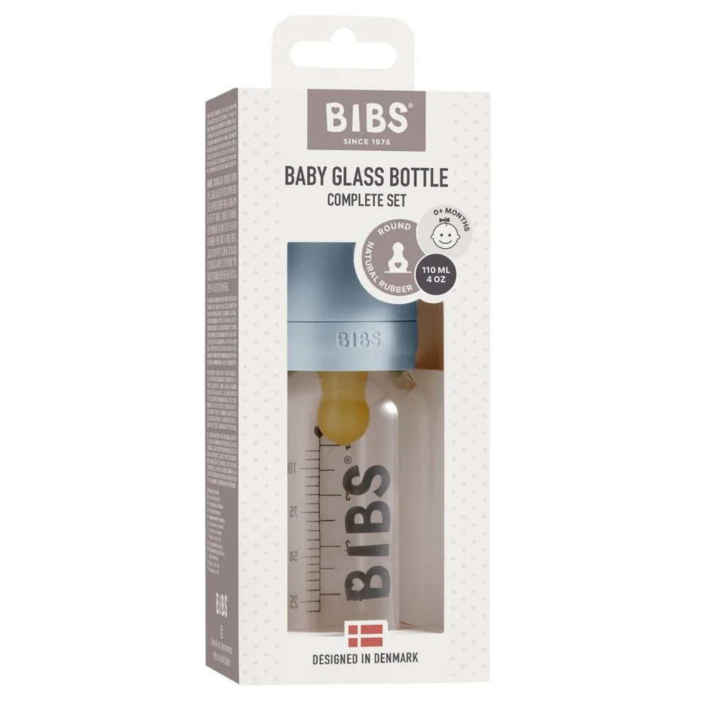 Bibs Glass Bottle Set 110ml - Baby Blue