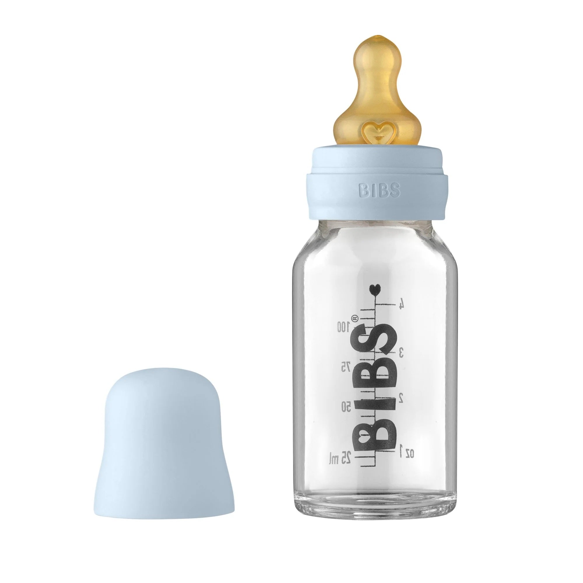 Bibs Glass Bottle Set 110ml - Baby Blue