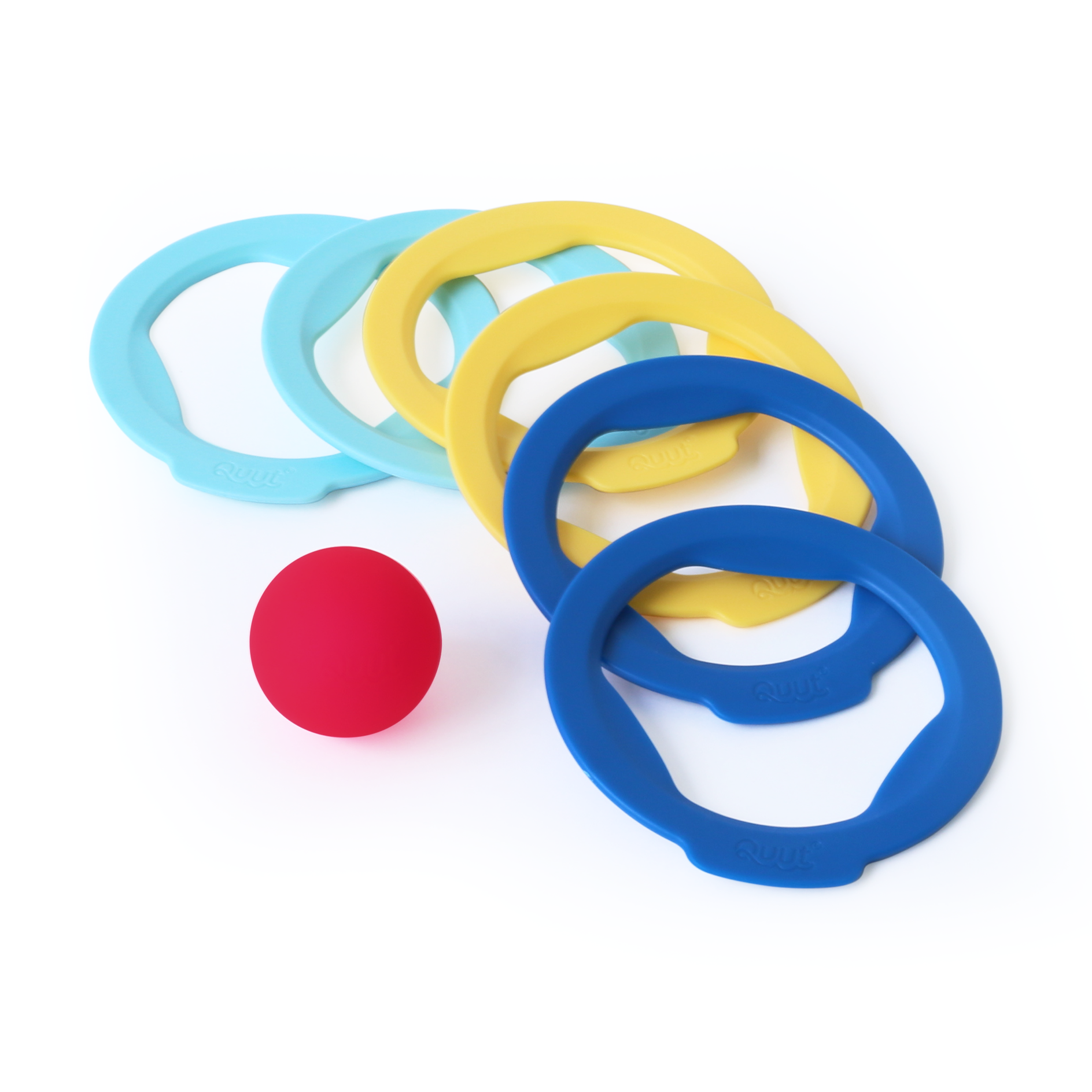 Colorful rubber rings on a white background