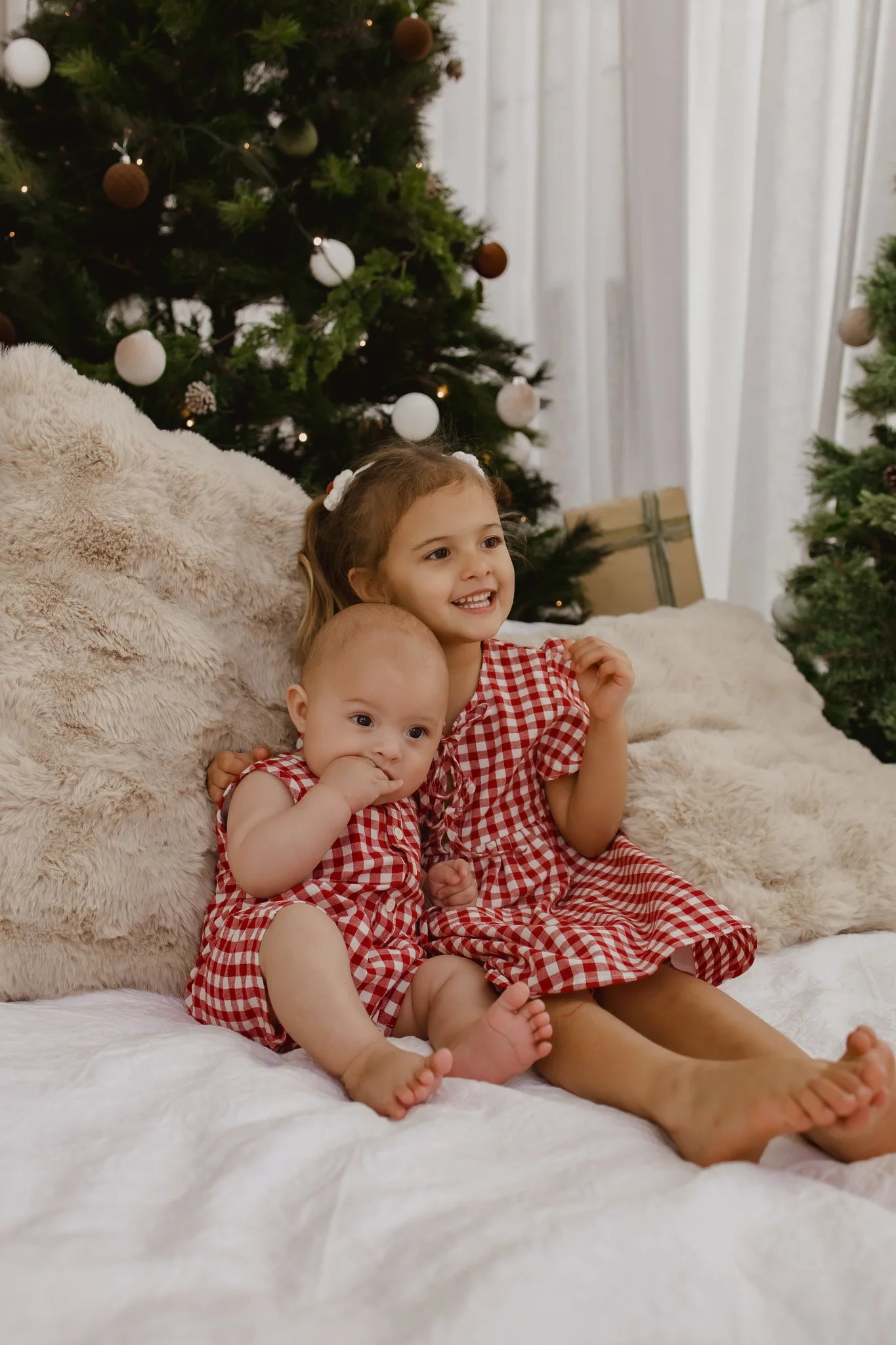 BLOSSOM AND PEAR DRESS | RED GINGHAM